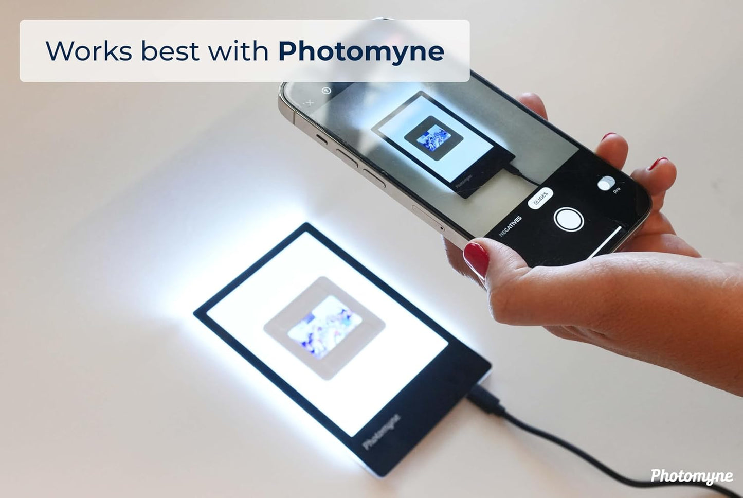 Photomyne A7 Mini Light Pad Backlight Portable Hands-Free Ultra-Thin Ultimate Brightness for Supporting Photo Slides and Film Negative Scanning (Includes USB-C Adapter) - Black (Small)