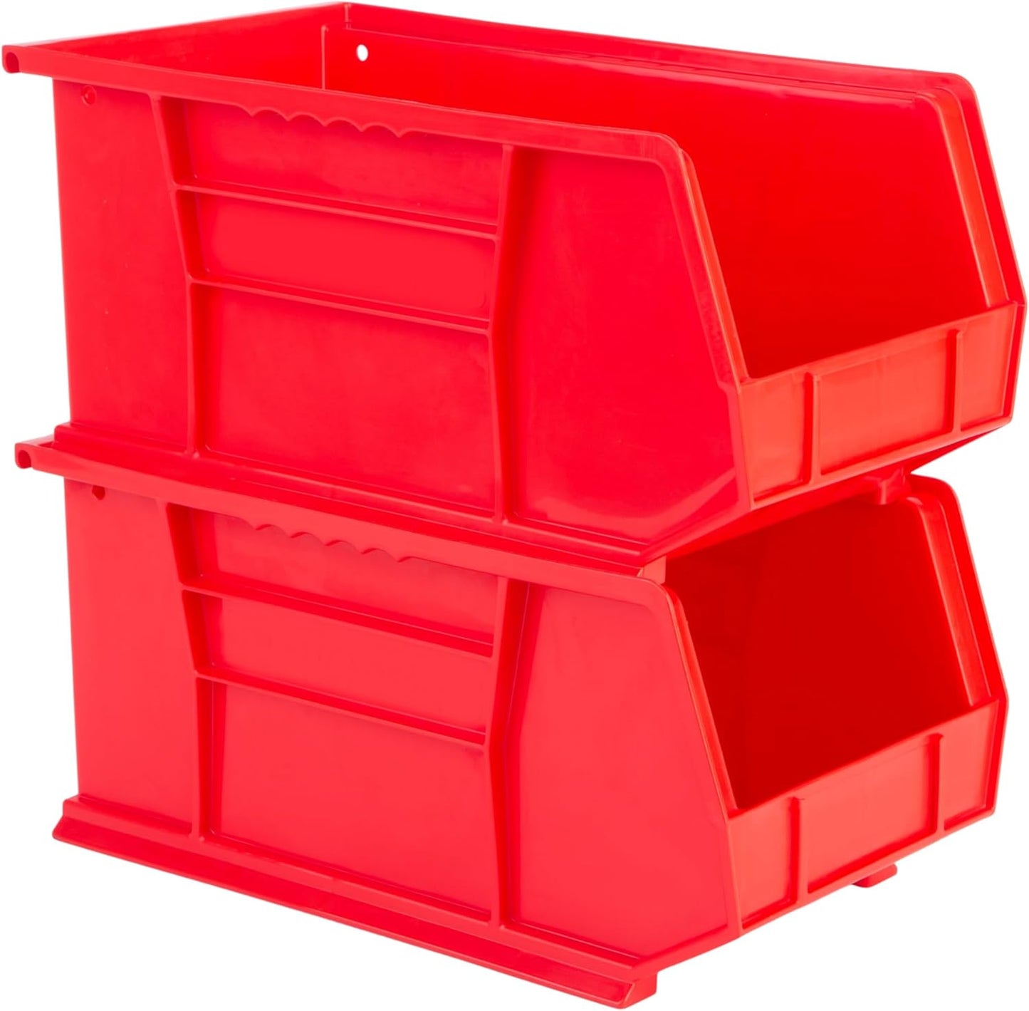 Hudson Exchange 15" x 8" x 7" (6 Pack) Plastic Stackable Storage Bin and Hanging Container, Red