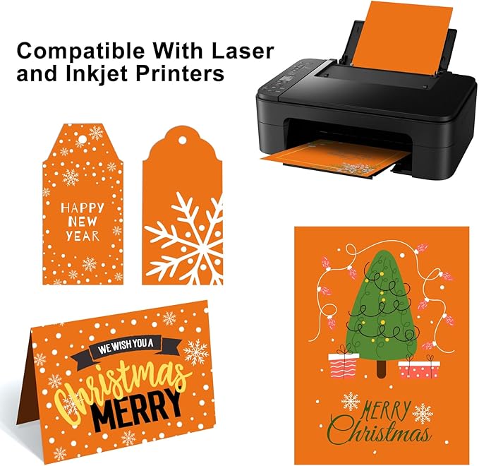 OcePor 50 Sheets Orange Cardstock Paper, Colored Printer Paper 8.5 x 11, Thick Construction for Cards Making, Scrapbook，Office Printing, Invitations, Certificates，DIY Crafting 92 lb/250gsm