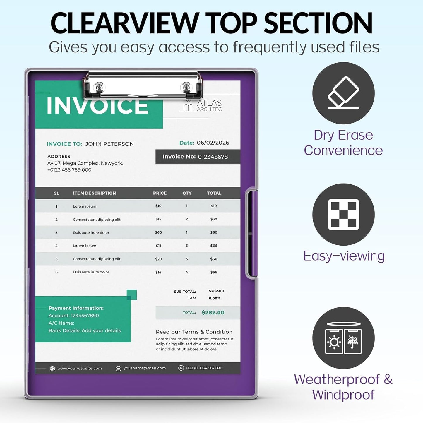 Sooez Clipboard with Storage, Heavy Duty Cleaview Clip Boards 8.5x11 with Dual Storage, Dry Erase Plastic Nursing Clipboard, High Capacity Clipboards Folder for Teacher Nurse, School & Office Supplies