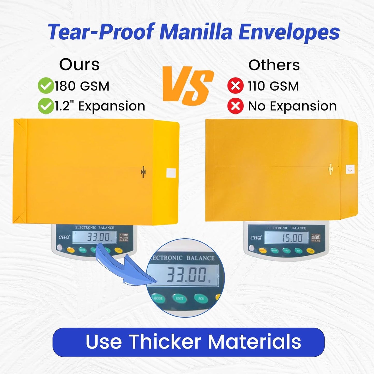 9x12 Expanding Manila Envelopes with Clasp 25 Pack, Goefun 180 GSM Heavyweight Expandable Manilla Folders 8.5 x 11 Letter Size, 1.2'' Expansion, for Home Office Business Storage and Organizing