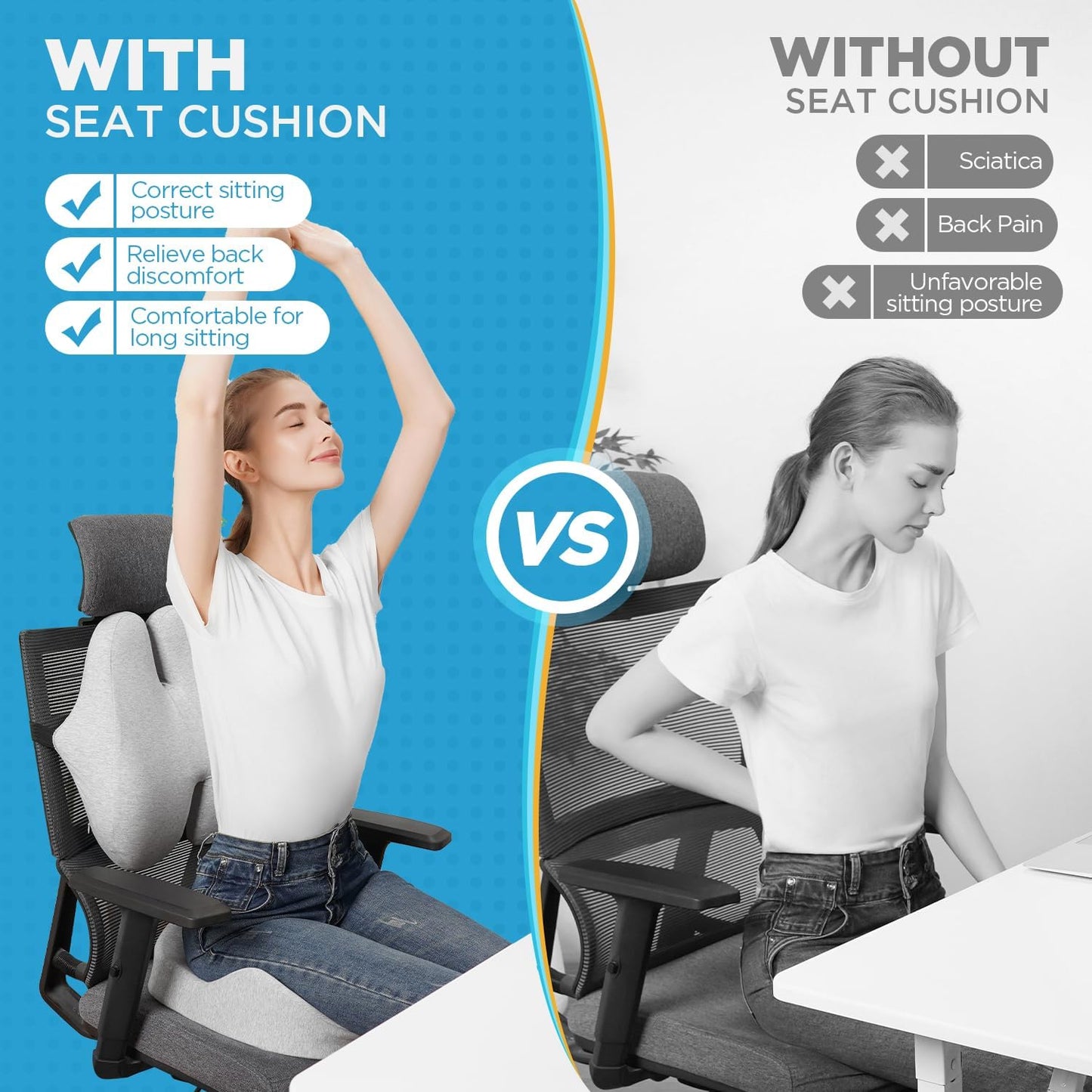 BEAUTRIP Seat Cushion Charcoal Memory Foam Cushion for Office Desk Chair, Car Driving Seat - Sciatica, Tailbone & Back Pain Relief Donut Butt Pillow - Seat Pad for Elderly, Drivers, Office Workers