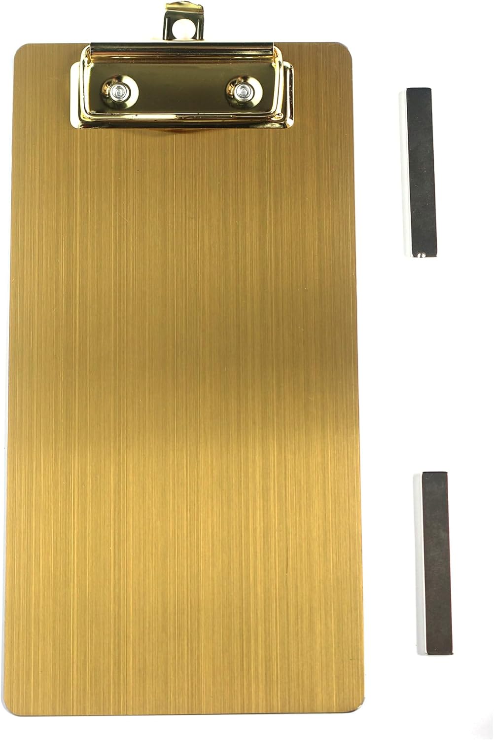 Stainless Steel Magnetic Clipboard with Pen - Multiple Sizes, Magnetic Design, Essential for Office and Home (Gold 4.3 x 8.5 Inches)