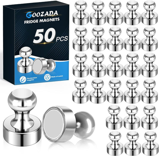 50Pack Magnets for Whiteboard,Strong Silver Refrigerator Magnets,Fridge Magnet,Map Magnets,Small Push Pin Magnet for Whiteboard,Fridge,Office,Classroom