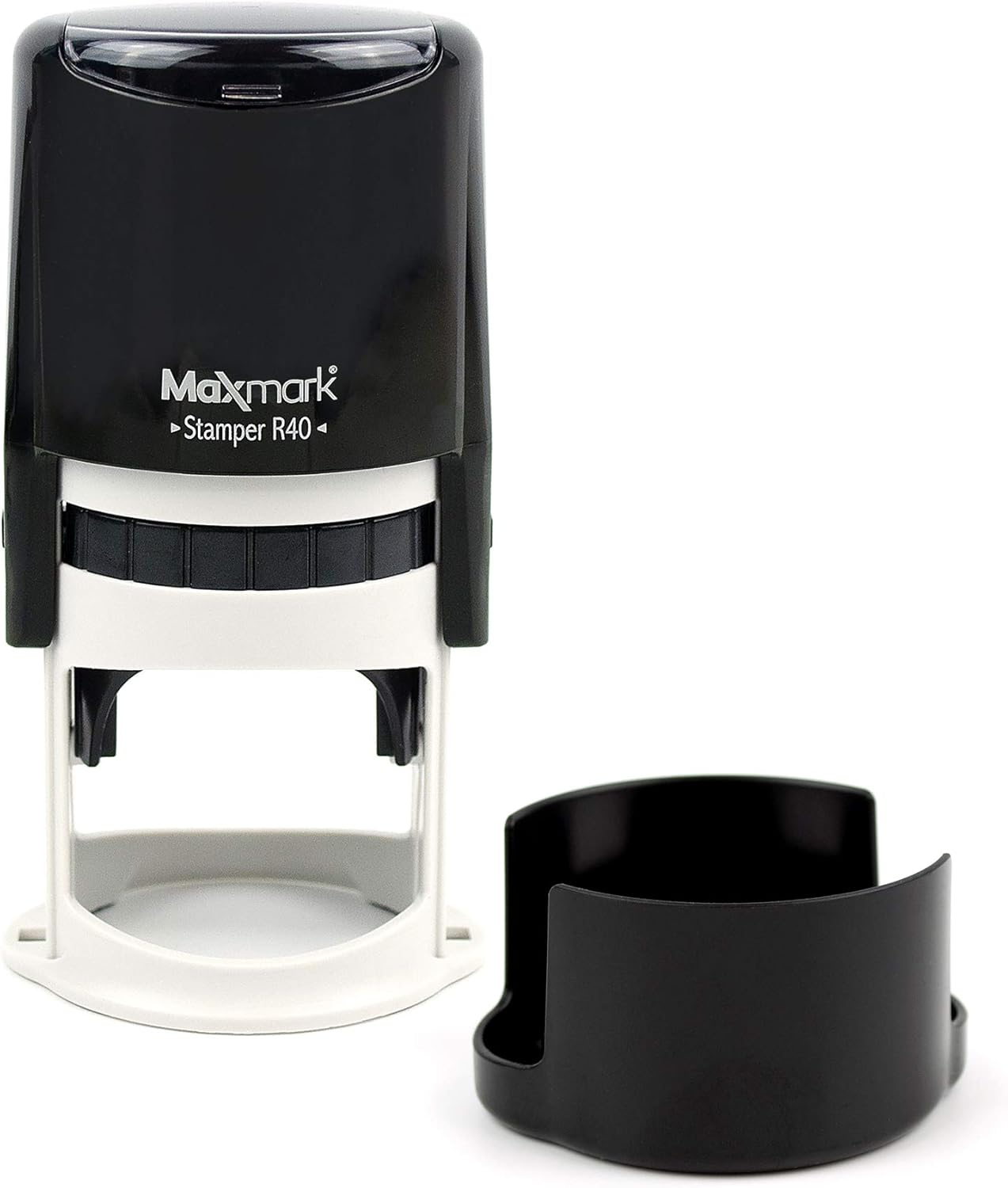 Round Notary Stamp for State of Massachusetts- Self Inking Stamp - Top Brand Unit with Bottom Locking Cover for Longer Lasting Stamp - 5 Year Warranty