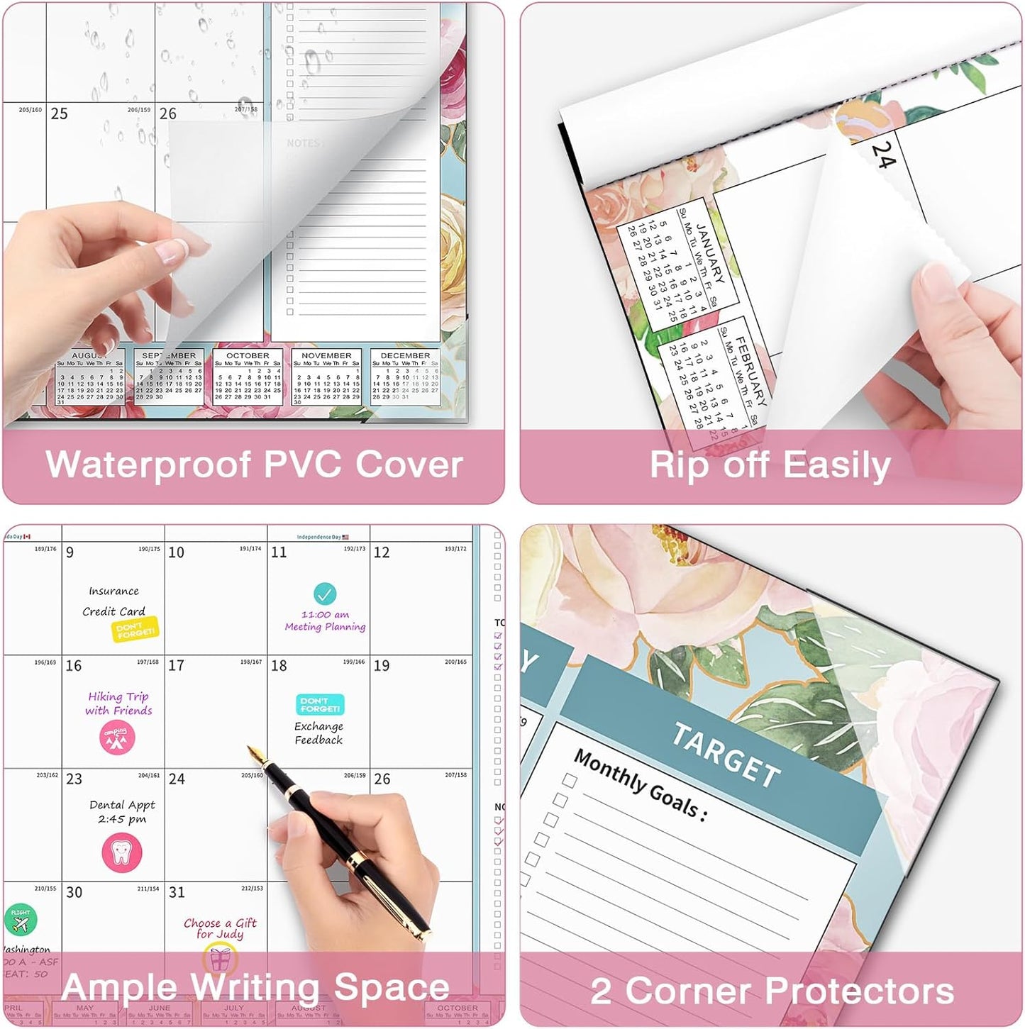 Ospelelf Desk Calendar 2025-2026 Large 22'' x 17'' Monthly Calendar 2025 Desktop Calendar, 18 Month Calendar, Use July 2025 - Dec 2026, Floral