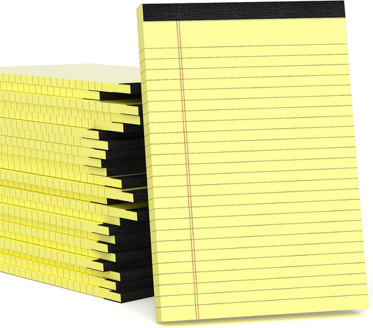 24 Pack Small Legal Pads 5x8 Yellow Note Pads 5x8 College Ruled Notepad Yellow Writing Pads 5x8 Small Pads of Paper Lined Paper Pads 80 GSM Paper Tablets 5x8" Lined Notepads With 30 Sheets Per Pad