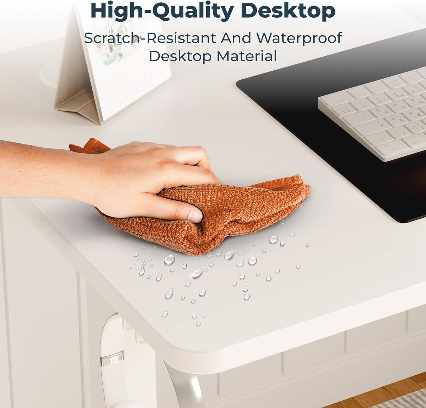 Adjustable Stand Up Desk with Memory Preset, Standing Desks 40 x 24 Inch Electric Home Office Desk Computer Workstation, Splice White Top + White Frame