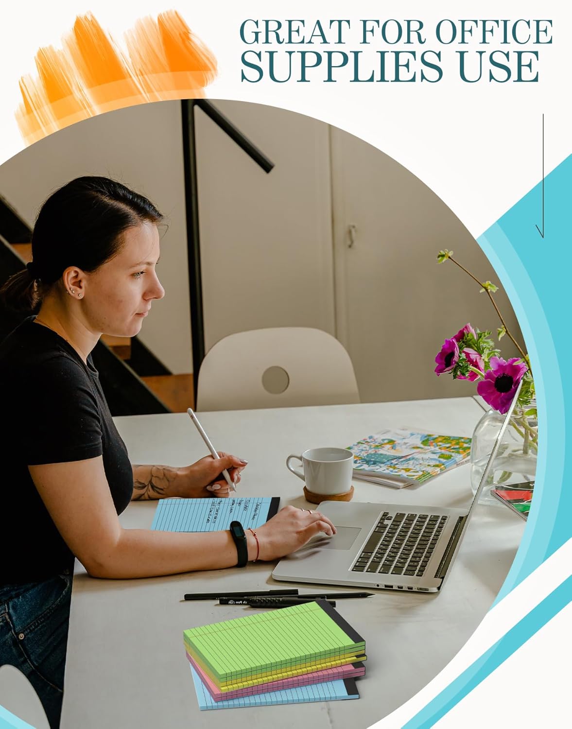 Note Pads 5x8 Colored Legal Pads, 8 Pack Mini Legal Pads 5x8 College Ruled, Pink Notebook Paper Lined Note Paper, Colored Notepads 5 x 8 Pastel Notepad, Small Writing Pads Paper 5x7, 30 Sheets Each