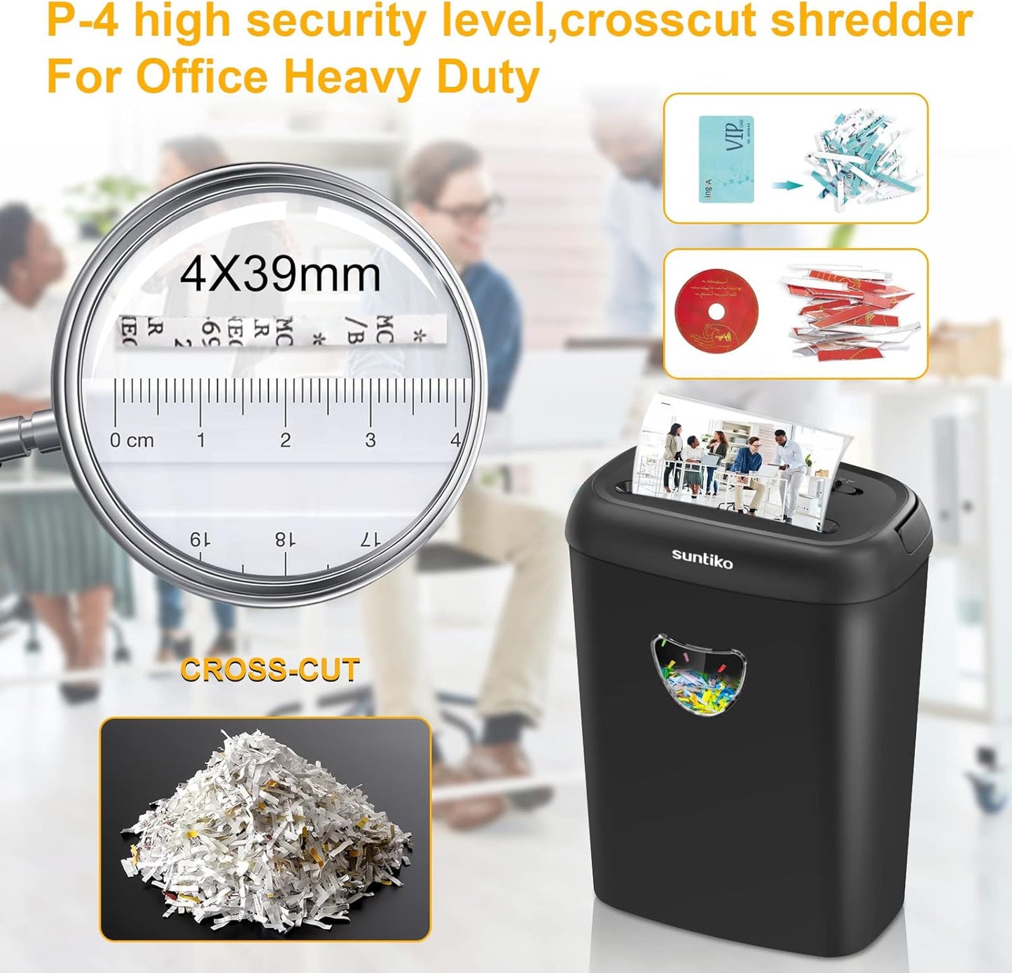 Paper Shredder, 14 Sheet Cross Cut, 6.6 Gallon Basket, P-4 Security Level, 3 Mode Design - Jam Proof Heavy Duty Shredder for Home and Office