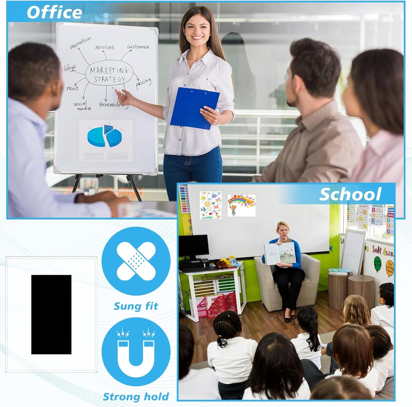 Honoson 30 Pack 8 1/2”×11” Magnetic Sign Holder Magnetic Document Holders Clear Plastic Frames for Letter Size Posters Locker/refrigerator, Home, Office, School, Children Artwork and Business Etc