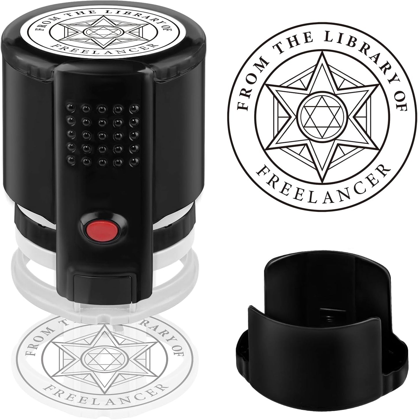 Custom Ink Stamp | Personalized Self Inking Stamp Gifts for Book Lovers, Readers, Teachers | 5 Ink Colors (Star-04)