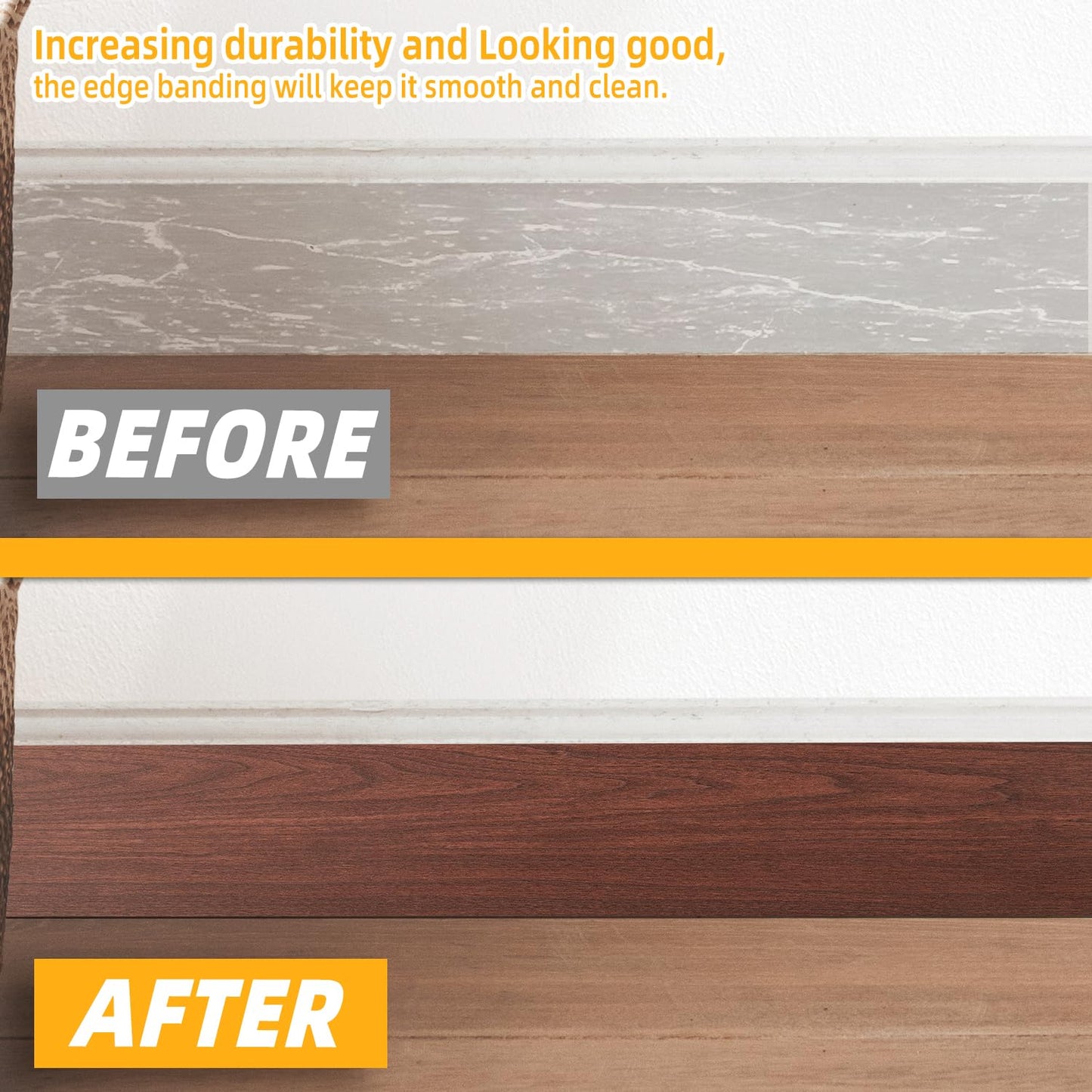 GSCIT Club Wood Tape, 2.4 inch X 15ft Self Adhesive Cherry Wood Grain Repair Tape Cherry Repair Patch for Tables, Chairs, Baseboards, Doors, Windows