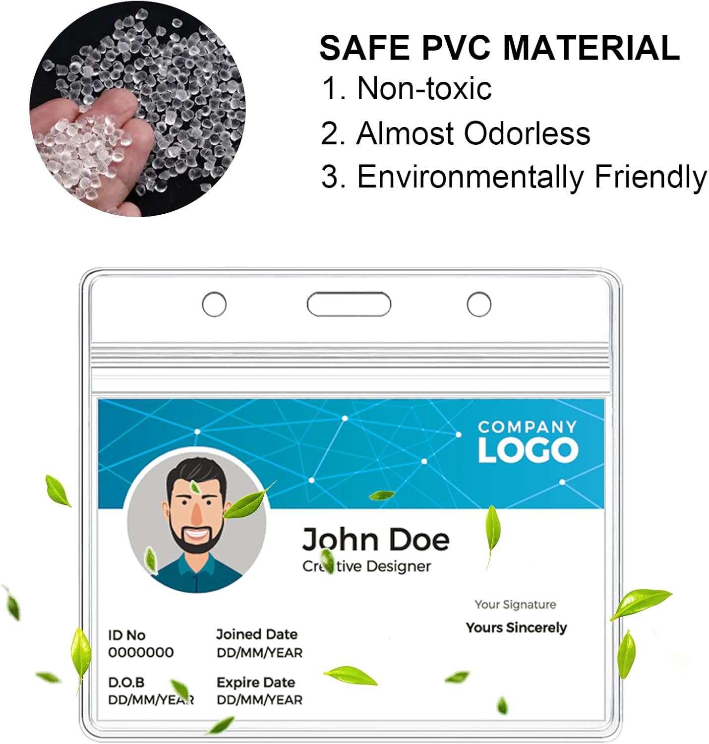 Koorito 50 Pack Name Badge Holders with Clear PVC Horizontal Badge Holder, Metal Badge Clip, Waterproof Resealable Zipper Seal Name Holder Tags