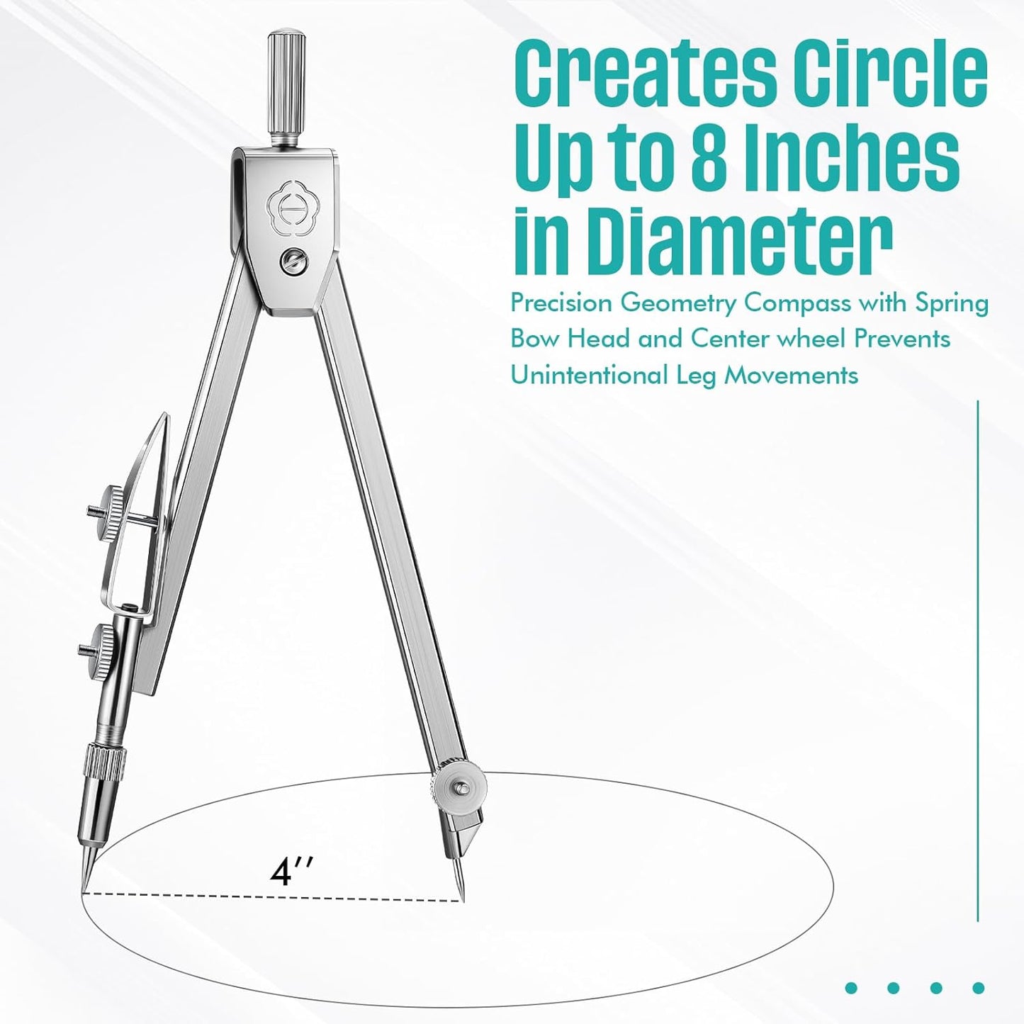 EBOOT Student Geometry Math Set, Drawing Compass and 6 Inch Swing Arm Protractor 180 Degree Math Protractor(Turquoise)