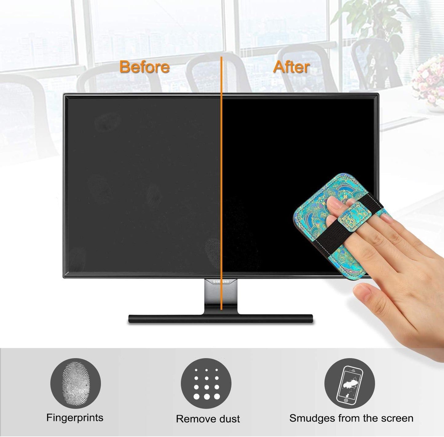 Fintie Screen Cleaning Pad, Soft Cloth Wipes Screen Cleaner with Elastic Strap for iPad, iPhone, MacBook, Tablets, Laptop, 4 Pack