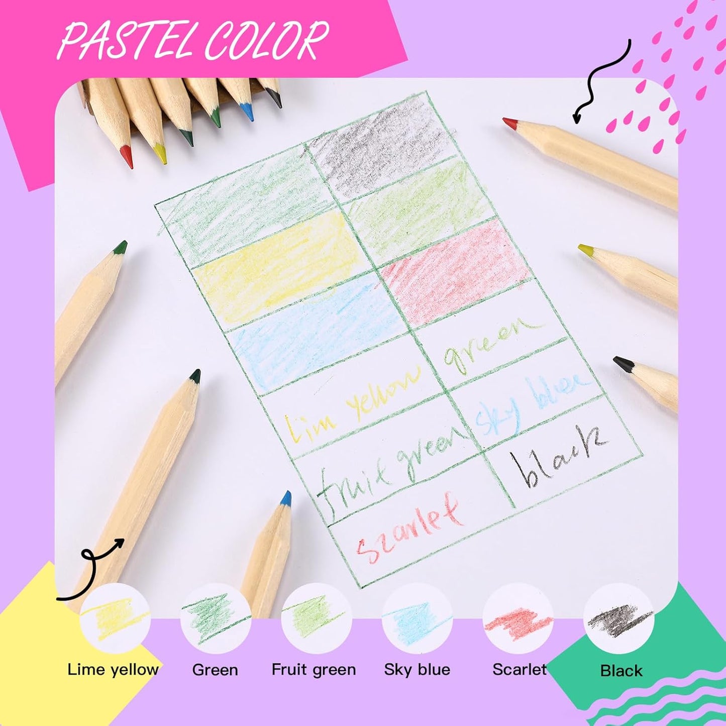 Faccito 15 Packs Mini Drawing Colored Pencils for Kids 3.5 Inch Portable Short Fat 6 Different color Pre Sharpened Pencils in Bulk for Children Painting Classroom School Supplies