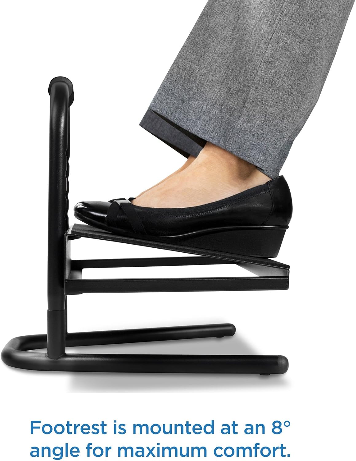 Mount-It! Height Adjustable Foot Rest for Standing and Sitting, Freestanding Under The Desk Footrest with Handle and Six Height Settings, Anti-Slip Padded Surface,Black