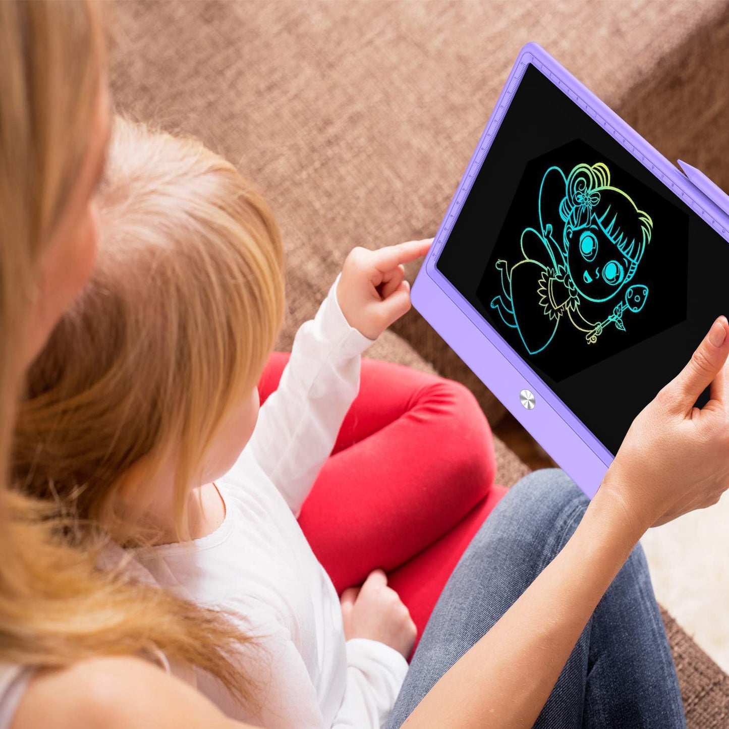 FLUESTON LCD Writing Tablet, Doodle Board Toys Gifts for 3-8 Year Old Girls Boys, 12 Inch Colorful Electronic Board Drawing Pad for Kids, Gifts for Toddler Educational Learning Travel Birthday, Purple