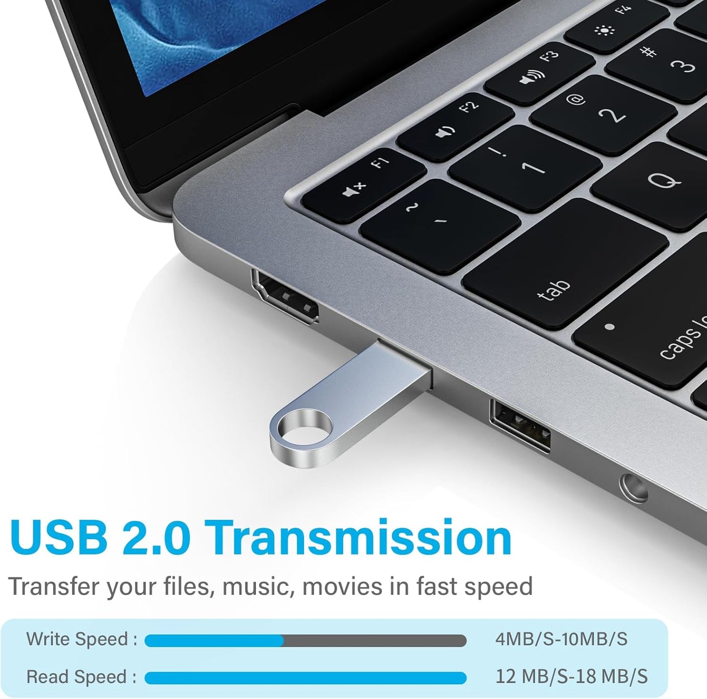 ABLAZE 8GB Flash Drive 2 Pack, Metal USB 2.0 Thumb Drives with Keychains USB Stick Pendrive (Sliver)