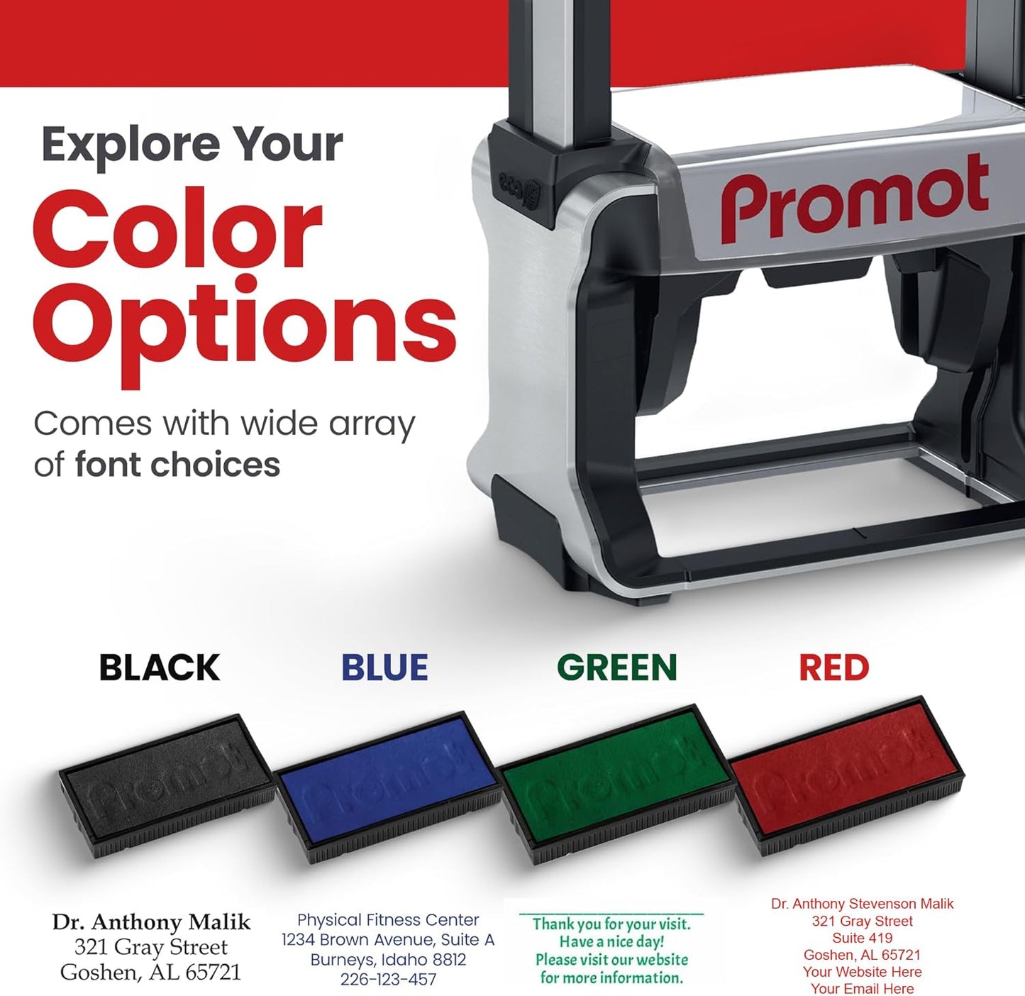 Promot Medium Professional Stainless Steel Stainless Steel Self Inking 6 Lines Custom Stamp - Personalized Office Stamp