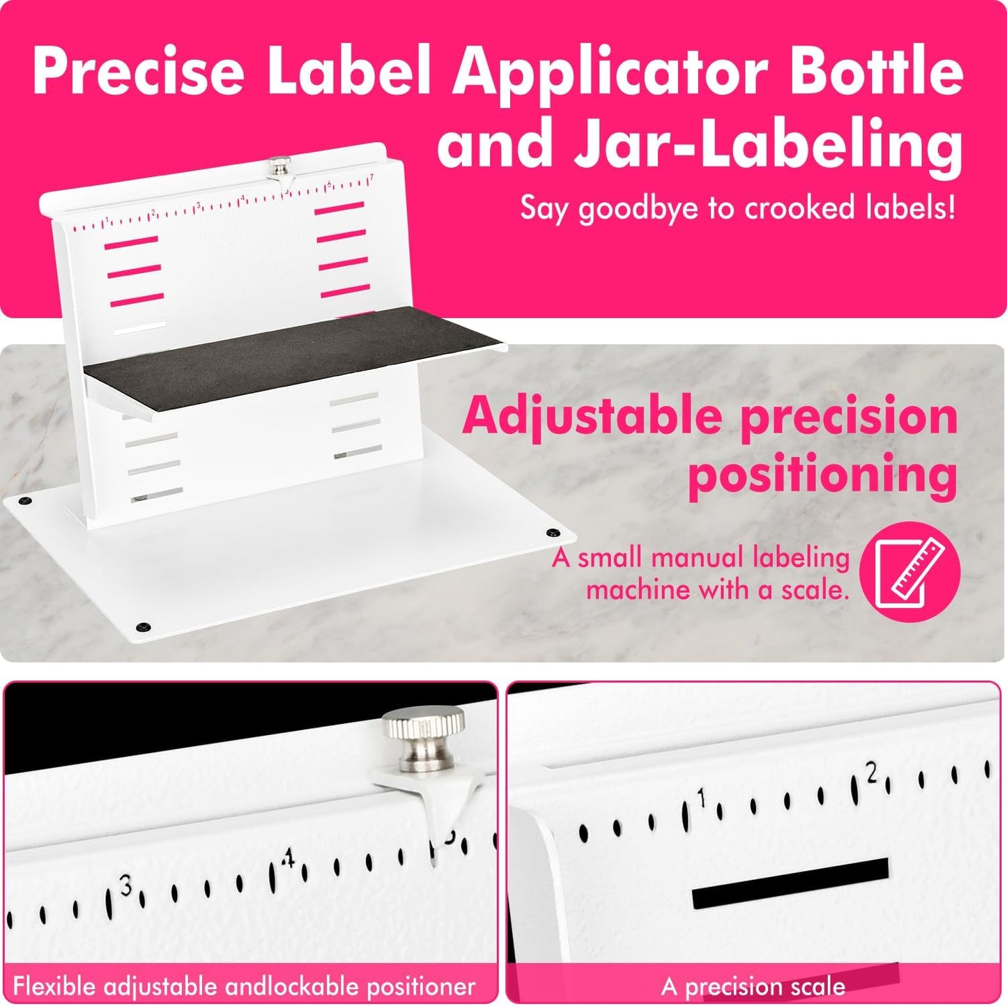 TOPOWN Precise Label Applicator Bottle and Jar-Labeling Tool for Bottle-Essential Tools for Label Makers White