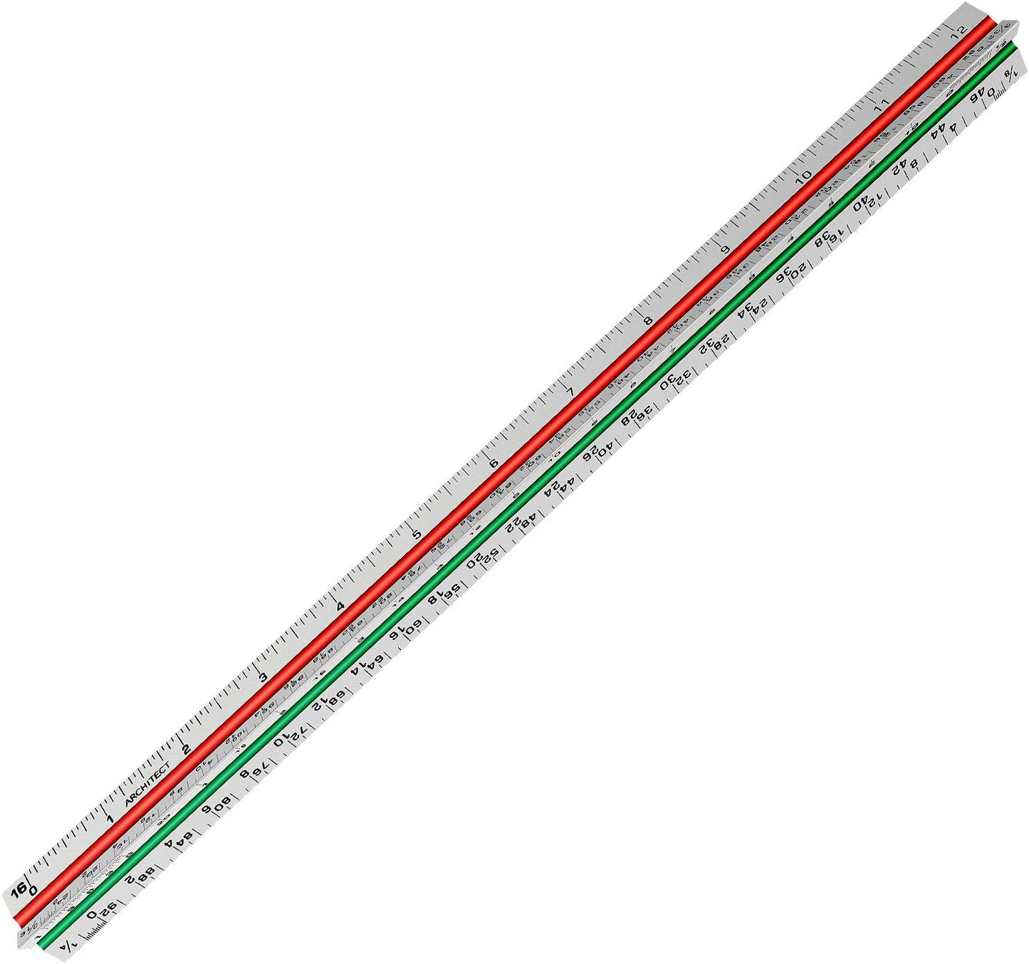 12" Architectural Scale Ruler Aluminum Architect Scale Triangular Scale Ruler for Architects, Draftsman, Students and Engineers, Color-Coded (1 Pack)