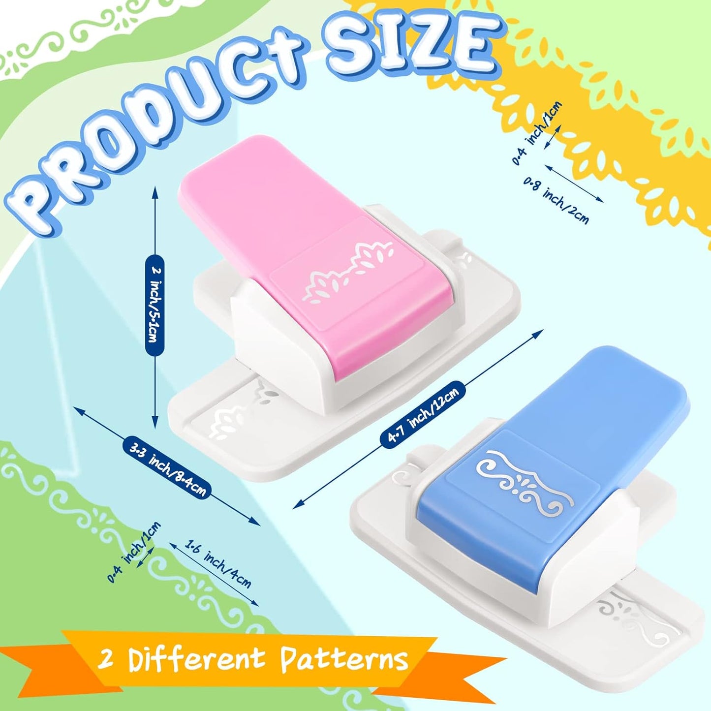 2 Pcs Paper Punch Fancy Border Edge Craft Flower Embossing Handmade DIY Gift Card Puncher for Paper Craft Scrapbooking Wedding Cards(Sweet Style)