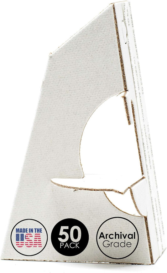 Golden State Art, 3 Inch Self Stick Easel Back, Cardboard Stand, Single Wing, Archival Quality, Display Posters Pictures Brochures, Easy and Fast Application (Pack of 50) White, Made in USA