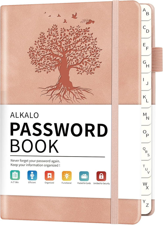 Password Book with Alphabetical Tabs, 5.4"x7.8"Password Keeper Book, 160 Pages/100GSM Hardcover Notebook, Password Organizer for Internet Website Address Login