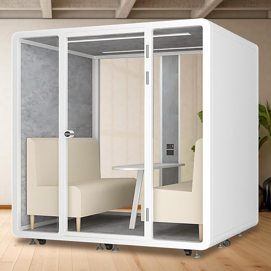 Office Sound Booth with Audio Privacy - Removable Soundproof Booth Includes White with Rounded Corners,Soundproof Room with Light,Fans, Socket for Negotiation Room,Study(78.74IN×70.86IN)