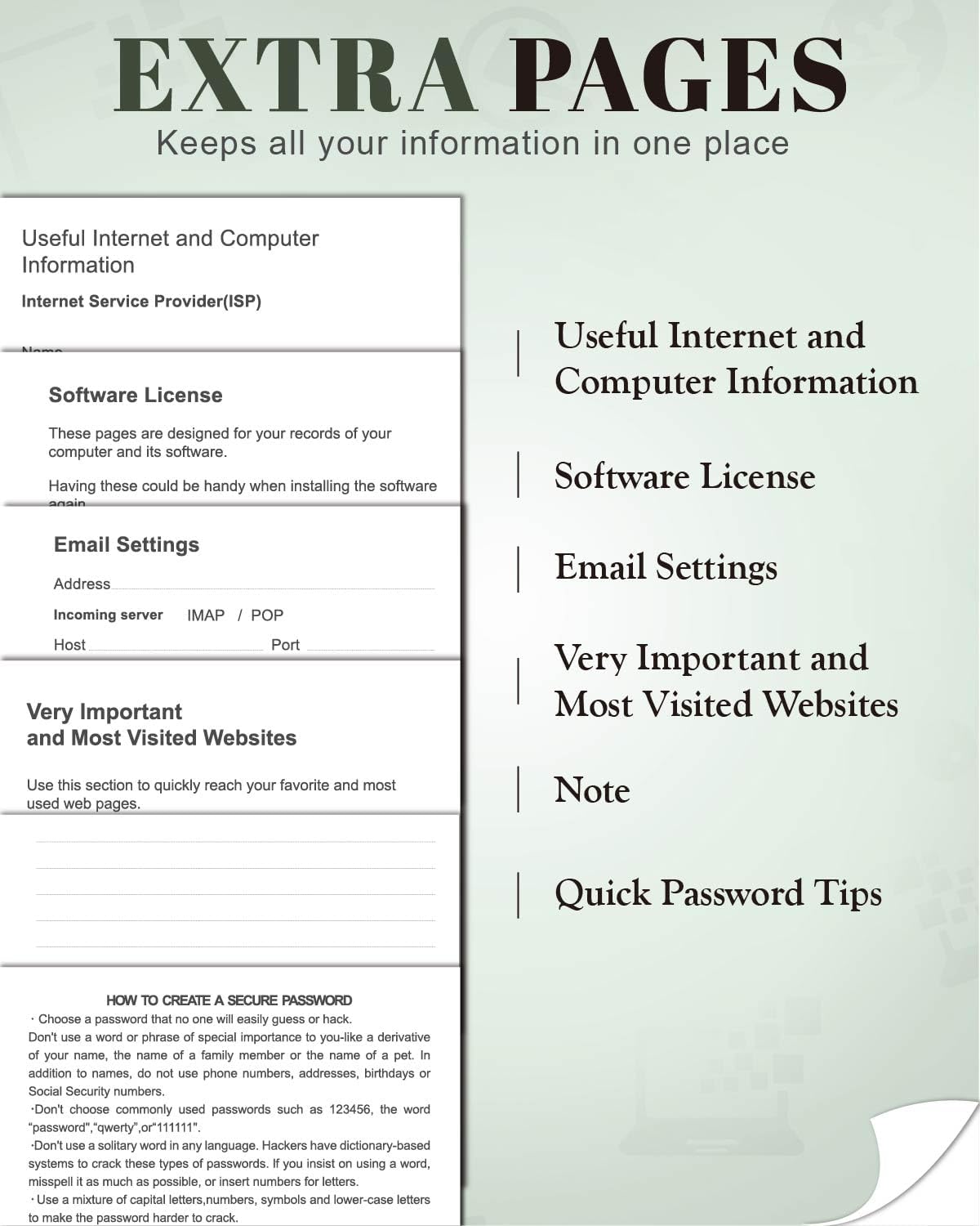 Password Keeper Book with Colorful Alphabetical Tabs, Hardcover Password Log-book for Internet Password and Website Address, 5.8"×8.4" Password Notebook for Home Office (Sage Green)
