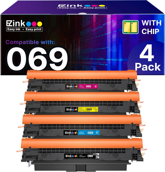E-Z Ink Compatible 069 Toner Cartridge Replacement for Canon 069 Toner Cartridge Set 069H to use with imageCLASS MF753Cdw MF751Cdw LBP674Cdw LBP673Cdw LBP674Cx MF752Cdw MF756Cx with Chip, 4 Pack-BCMY