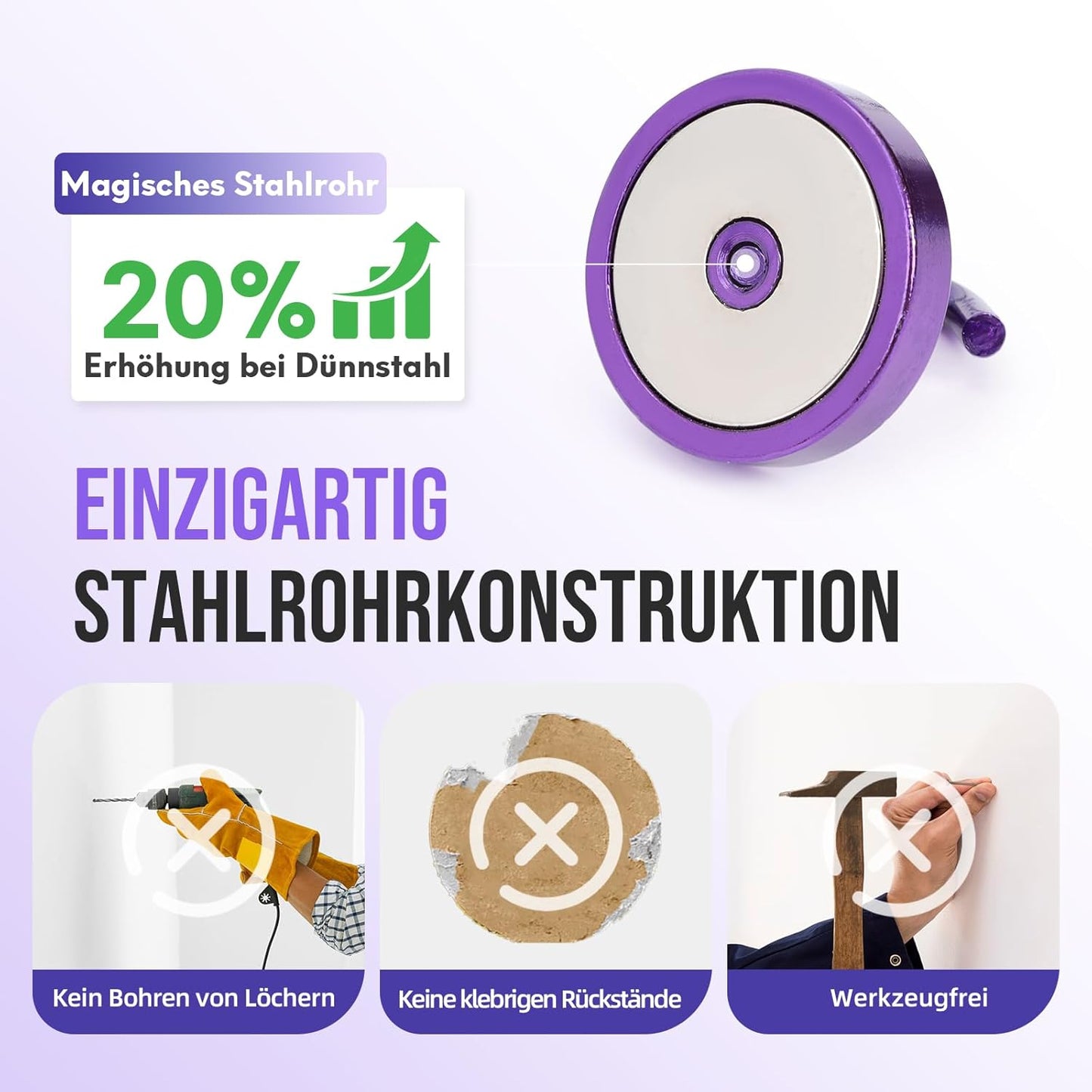 Neosmuk Magnetic Hooks, Heavy Duty 170lb Strong Magnets for Cruise Cabins, Ship Essentials, Large Metal Hooks for Hanging on Fridge(Purple,Pack of 4)