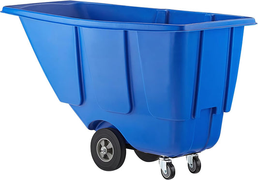 Commercial Rolling Waste Bin 0.5 Cubic Yard 450 lb., Blue Tilt Truck, Construction Trash Recycling Trolley, Industrial Dump Cart Transportation, Garbage Wagon