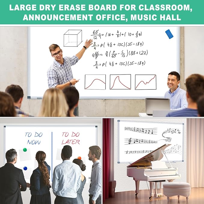 H-Qprobd Whiteboard Dry Erase White Board for Wall 60x40 (2pcs) Magnetic Boards for Office Classroom & Home, Large Wall White Board Including 6 Markers, 20 Magnets, 2 Erasers