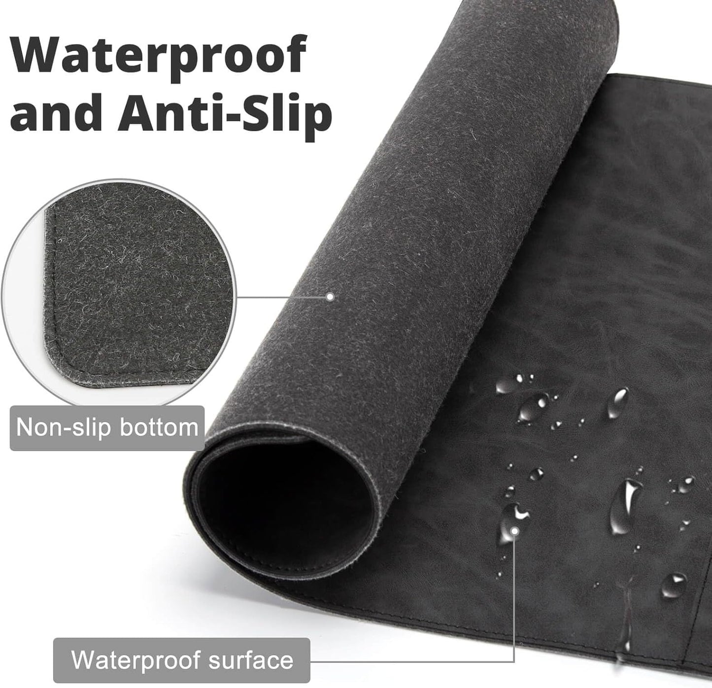 Magnetic Wireless Charging Desk Mat, Office Large Office Mouse Pad, Microfiber Leather Mouse Mat with Ultra-Smooth Surface, Waterproof Computer Keyboard Desk Mat for Office & Home, Laptop, Gray