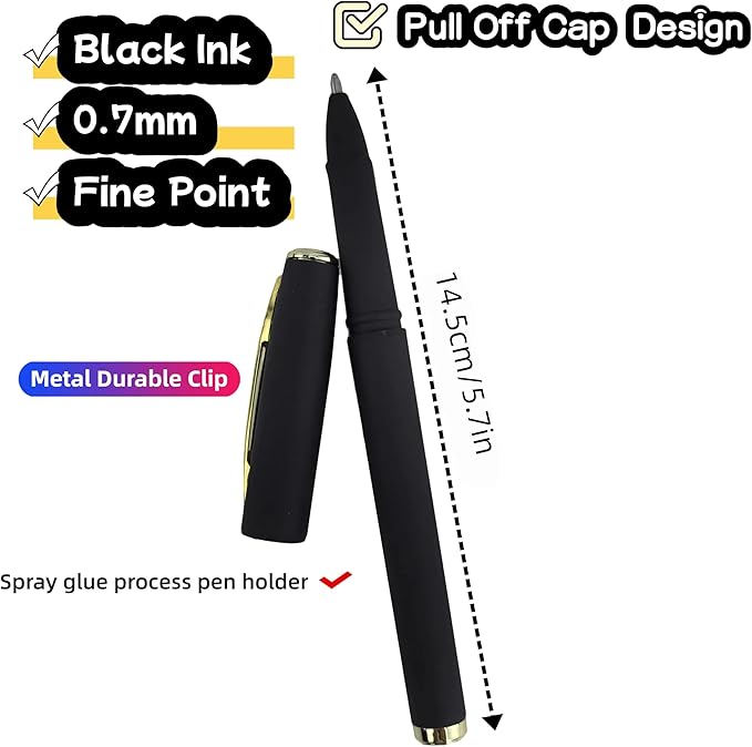Fengtaiyuan Gel Ink Roller Ball Pens, Black Ink, Fine Point 0.7mm, Comfortable Grip, Easy Hold, Writting Pens, Smooth, 18 Count (Black-0.7mm-07P18SS)
