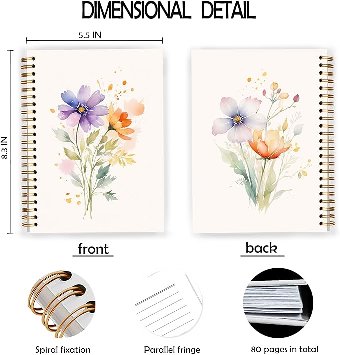 Vintage Wild Flower Botanical Plant Notebook 03,Rustic Spring Floral Cottagecore Notebook Journal for Work Office School Student Teacher,Hardcover Spiral Notebook 5.5x8.5