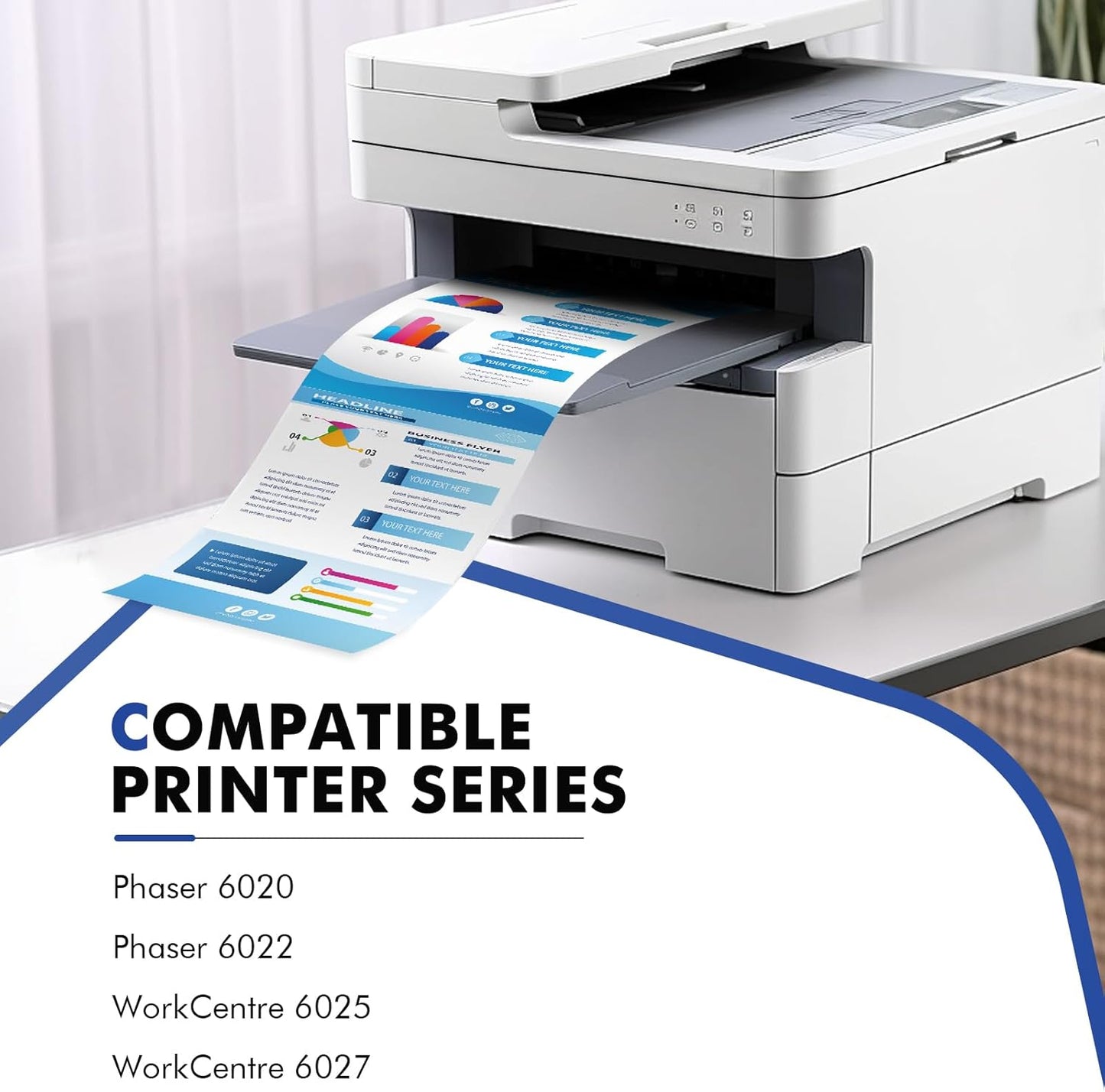 6022 6027 Toner Cartridge Compatible Replacement for Xerox Phaser 6022 6020 for WorkCentre 6027 6025 Printer (106R02756 Cyan, 106R02757 Magenta, 106R02758 Yellow, 106R02759 Black)