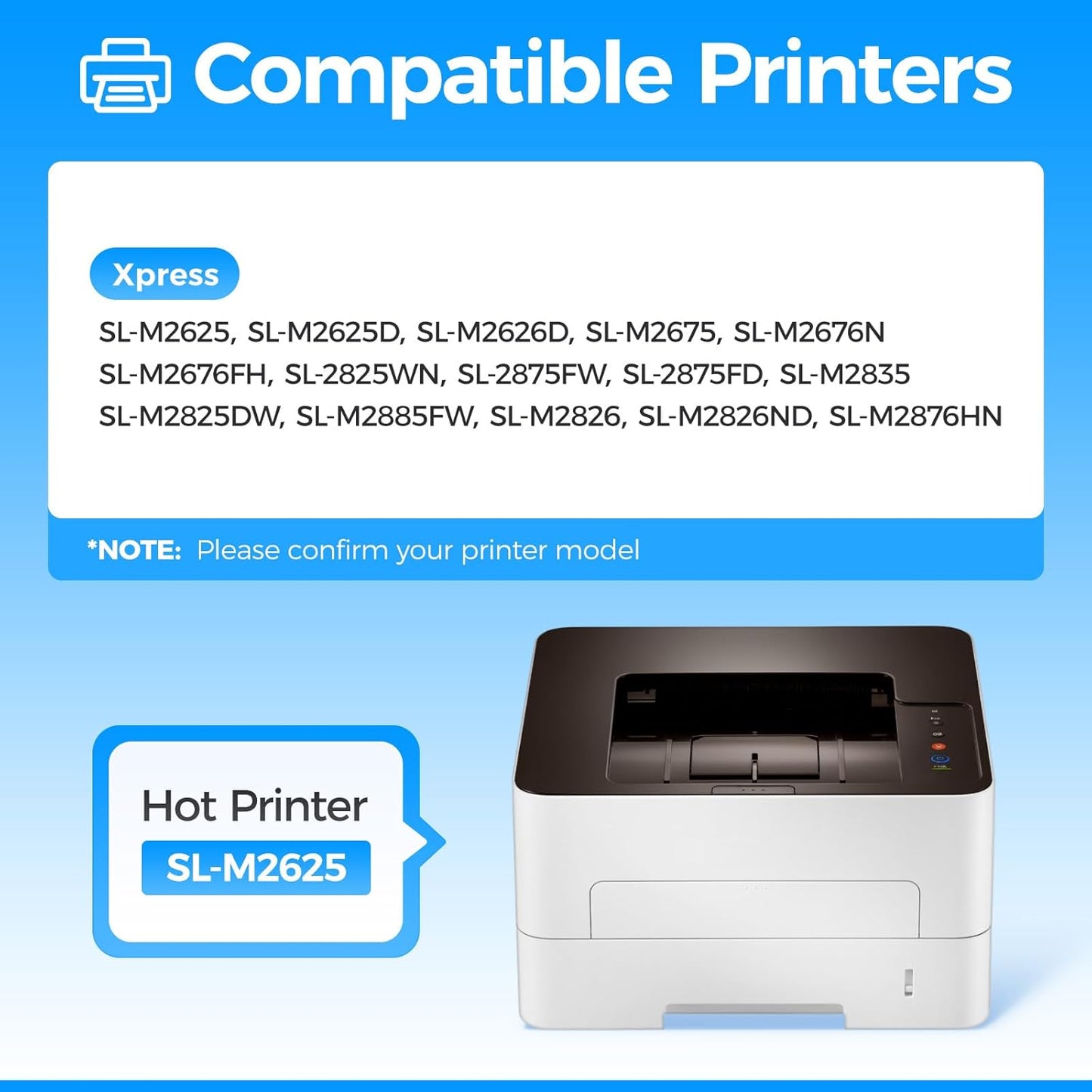 MLT-D116L Toner Cartridge Black 2-Pack High-Yield Replacement for Samsung MLT-D116L D116L MLT-D116S Compatible with Samsung Xpress SL-2625D SL-M2675FN SL-M2825DW SL-2875FW SL-M2835 SL-M2885FW Printer