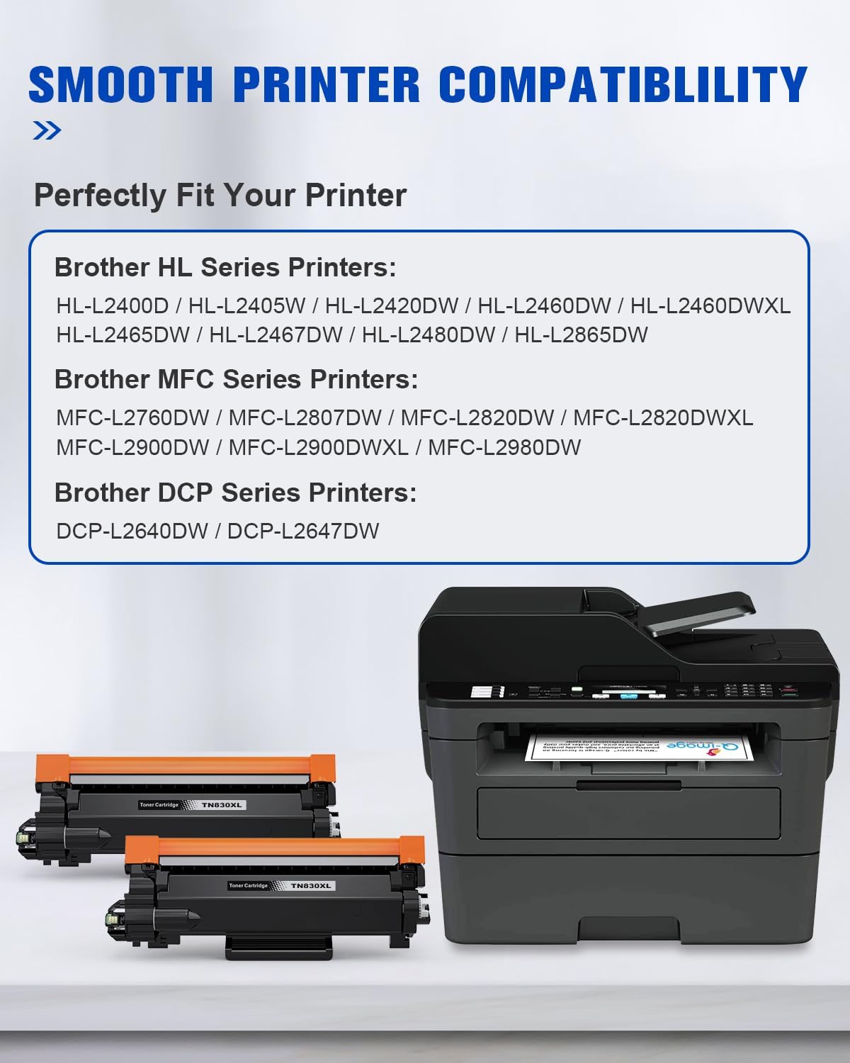 TN830XL Black Toner Cartridges Compatible for Brother TN-830XL TN 830 Toner Cartridges Work for Brother HL-L2460DW DCP-L2640DW HL-L2405W HL-L2420DW HL-L2465DW MFC-L2820DW Printer | Black - 2 Pack