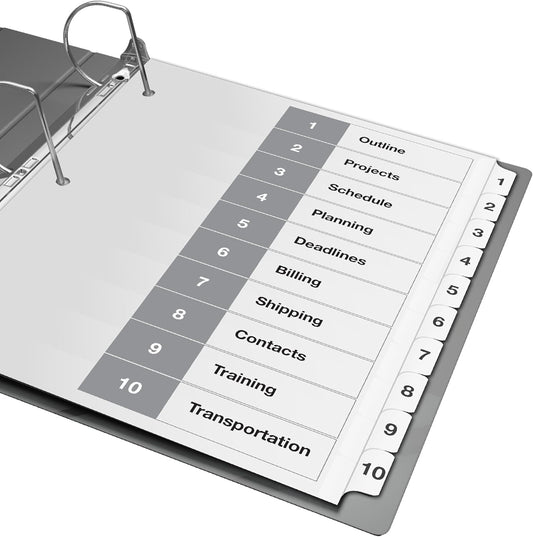 Davis Group 1-10 Index Tab Dividers for 3 Ring Binders, Customizable Table of Contents, 6 Sets