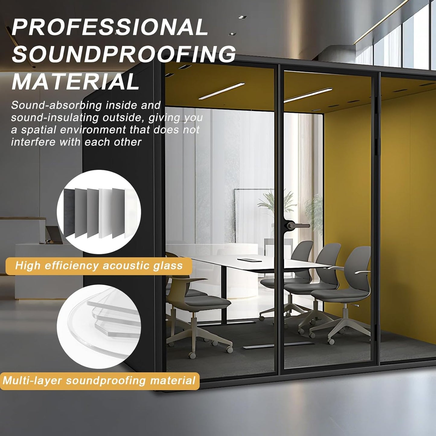 Office Sound Booth with Audio Privacy - Portable Soundproof Pod with Human Body Sensor,Soundproof Room with Light,Ventilation,Socket for Meetings,Report Presentations
