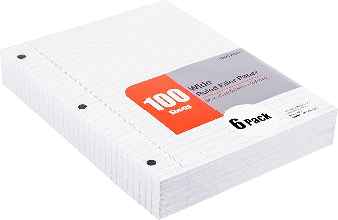 Mintra Office Filler Paper (Wide Ruled, 2400 Sheets (4-6pks))