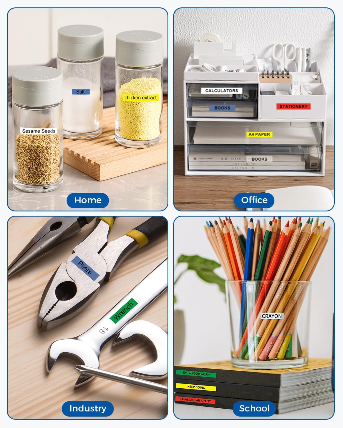 Unismar 6-Pack Compatible for Brother P Touch TZe-231 131 431 531 631 731 TZe TZ Tape 12mm 0.47 Laminated Clear/White/Red/Blue/Yellow/Green for Ptouch PT-D210 D220 H110 D400 D410 Label Maker