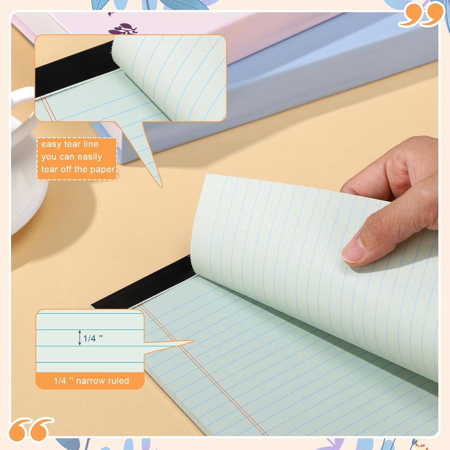 Fuutreo 12 Pcs 5" x 8" Legal Pad Writing Notepads 50 Sheets Small Legal Pad Narrow Ruled Multiple Color Lined Paper for School College Office Supplies Work (Earthy Colors)