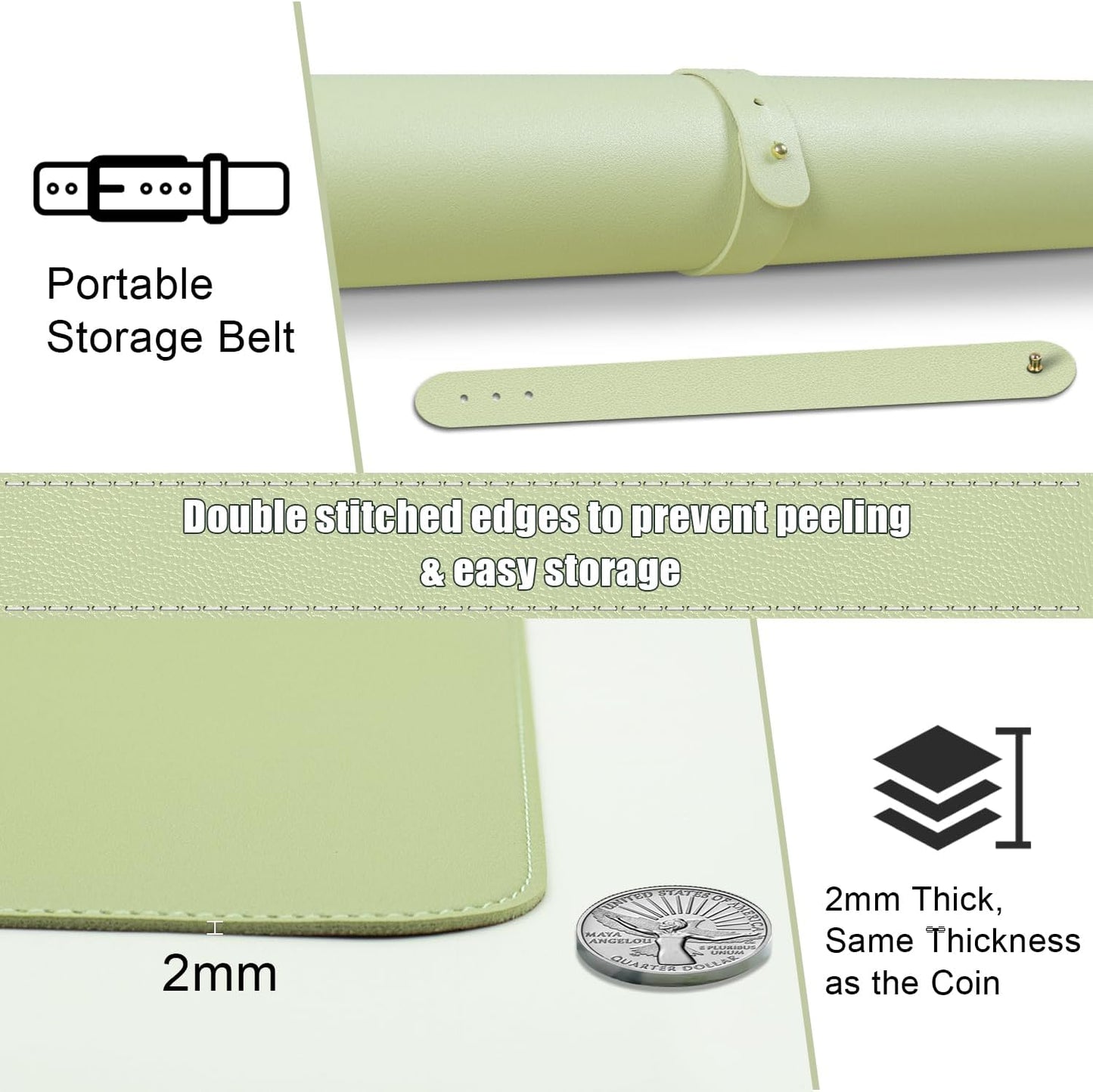 Large Desk Pad, 47.2'' x 23.6'', Office Desk Mat, Computer Mat for Desk, Leather Desk Pad Protector, Sewing Desk Blotter, Desktop Writing Pad for Office/Home/Decor Matcha