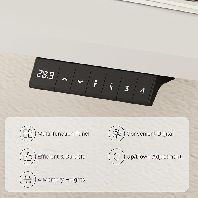 FLEXISPOT EN2 Whole-Piece Standing Desk with Clamp Power Strip, 48x24 Electric Stand Up Height Adjustable Desk with Cable Management (White Frame + 48" White Top)