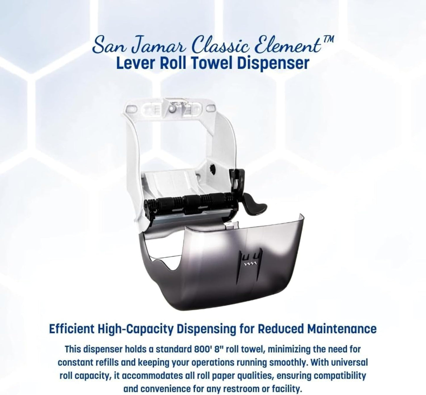 San Jamar Classic Black Pearl Set – Hybrid Soap & Sanitizer Dispenser (900 ml), Toilet Seat Cover Dispenser, and Commercial Paper Towel Roll Dispenser for Bathrooms